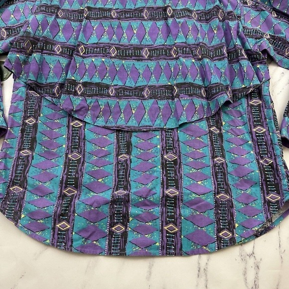Wind Roper Womens Vintage Western Shirt Size M Purple Blue Tassel 90s Boxy - Picture 11 of 11